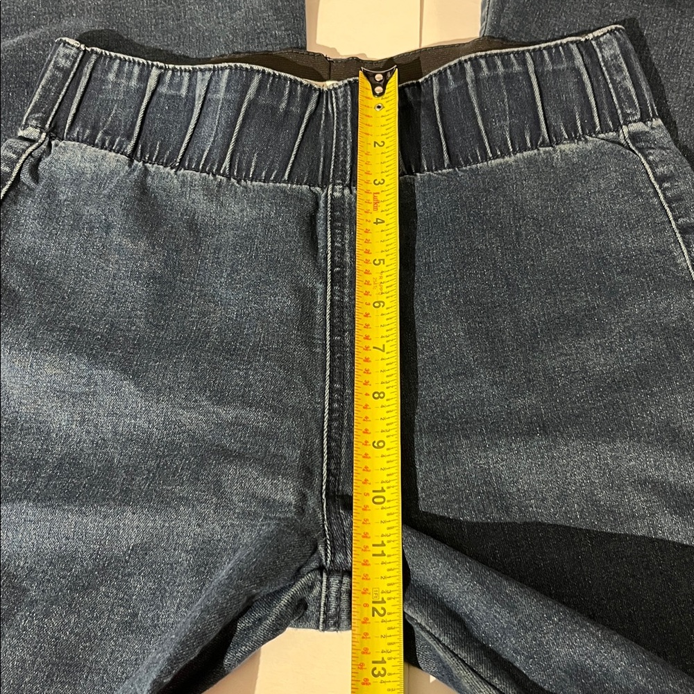 Three Bird Nest Bellbottoms Denim Jeans sz Medium Dark Wash Retro Flares Anthro - Picture 4 of 8